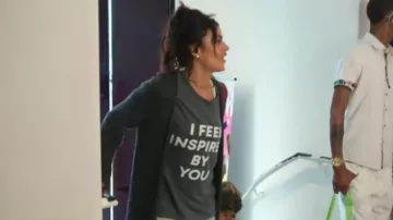 Zara I Feel Inspired by You Tee worn by Golnesa Gharachedaghi as seen in The Valley: Persian Style (S01E02)