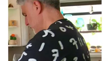 The Valley Persian Style Reza Farahan Number Print T-Shirt worn by (Reza Farahan) in The Valley: Persian Style