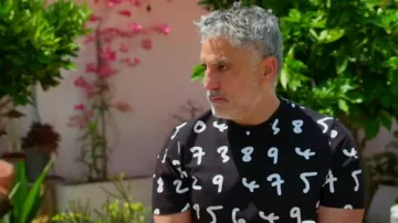Paul Smith Contrasting Print Black Cotton T Shirt worn by Reza Farahan as seen in The Valley: Persian Style (S01E02)