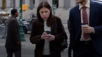 Zara 100% Suede Coat Zw Collection Limited Edition worn by Jessica Brady (Maura Tierney) as seen in Law & Order (S25E10)