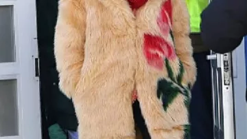 Flowers Printed Faux Fur Coat worn by Elsbeth Tascioni (Carrie Preston) in Elsbeth