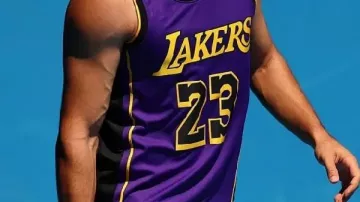 Lakers Jersey worn by Carlos Alcaraz in Carlos Alcaraz Hits Ridiculous Passing Shot | Australian Open 2026