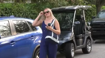 Rifle Paper Co. Navy Blue Floral Trim Canvas Tote Bag worn by Actor:Molly O’Connell as seen in Southern Charm (S11E07)