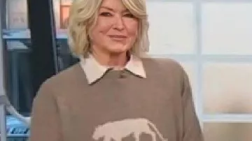 The Today Show Martha Stewart Beige Tiger Cashmere Sweater as seen in Today