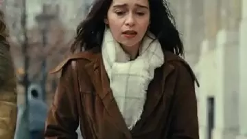 Ponies 2026 Emilia Clarke Brown Suede Coat worn by Bea (Emilia Clarke) as seen in PONIES (S01E01)