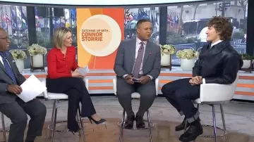 Bottega Veneta Soft Denim Trousers worn by Connor Storrie as seen in Today on  January 14, 2026