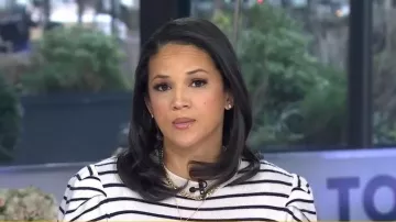 Frame Ruched Striped Cashmere Sweater worn by Laura Jarrett as seen in Today on January 14, 2026