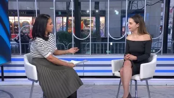 LK Bennett Laurie Pleated Faux Leather Midi Skirt worn by Laura Jarrett as seen in Today on January 14, 2026