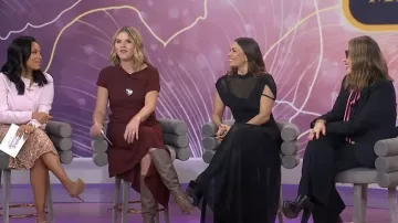 Zara Combined Draped Midi Dress worn by Melissa Fernandez as seen in Today on January 14, 2026