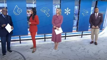 Veronica Beard Stila Slim Pant worn by Saranya P Wyles as seen in Today on January 16, 2026