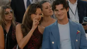 Zara Mussel Earrings in Gold worn by Mindy Chen (Ashley Park) as seen in Emily in Paris (S05E10)