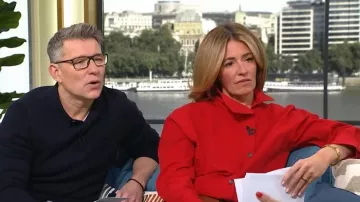 Zara High Neck Wrap Shirt worn by Cat Deeley as seen in This Morning on January 2026