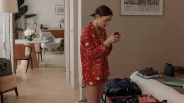 Marine Serre Large Moon Canvas Strike Bag worn by Emily Cooper (Lily Collins) as seen in Emily in Paris (S05E10)