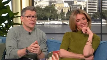 Reiss Harriet Button-Detail Knitted Midi Dress worn by Cat Deeley as seen in This Morning on January 2026