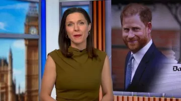 Me + Em High Neck Midi Dress worn by Maggie Rulli as seen in Good Morning America on January 15, 2026