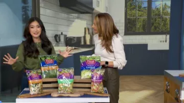 Marissa Webb Tie Front Faux Leather Pants worn by Lori Bergamotto as seen in Good Morning America on  January 16, 2026