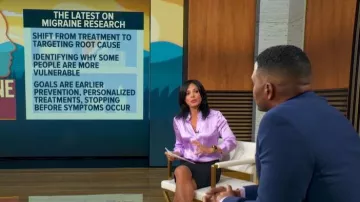 L'Agence Brisbane Three-Quarter Sleeve Silk Button-Up Shirt worn by Tara Narula as seen in Good Morning America on January 16, 2026