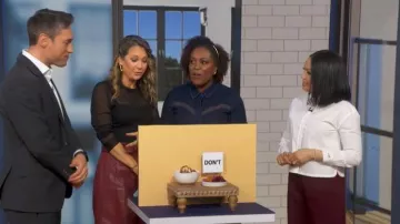 Wild Fable Long Sleeve Boat Neck Mesh Top worn by Ginger Zee as seen in Good Morning America on January 16, 2026
