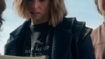 Stranger Things S05 Robin Buckley Blue Wool Coat worn by Robin Buckley (Maya Hawke) in Stranger Things (S05)