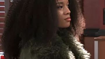 Beyond the Gates Ambyr Michelle Olive Green Suede Coat worn by Eva Thomas (Ambyr Michelle) as seen in Beyond the Gates