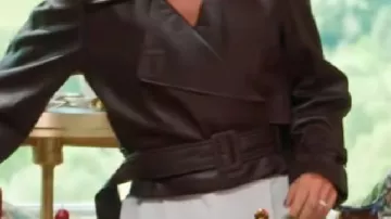 Belted Leather Biker Jacket worn by (Caroline Stanbury) in The Traitors