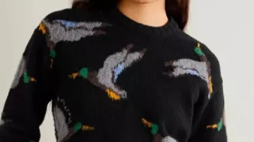The Traitors UK S04 Claudia Winkleman Ducks Print Sweater used by Self - Presenter (Claudia Winkleman) as seen in The Traitors