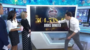 Eliza J Polka Dot Wide Leg Crepe Pants worn by Dylan Dreyer as seen in Today on January 19, 2026