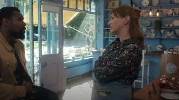 Seasalt Women's Larissa Shirt - Folk Meadow Maritime worn by Bridget Paterson (Valerie O'Connor) as seen in Sanctuary: A Witch's Tale (S02E03)