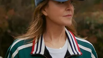 Shrinking S3 Christa Miller Denim Track Jacket worn by Liz (Christa Miller) in Shrinking