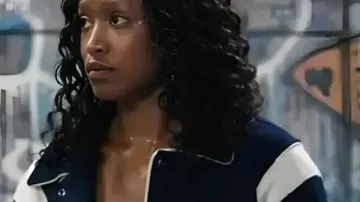 The Burbs Keke Palmer Blue Bomber Jacket worn by Samira (Keke Palmer) as seen in The 'Burbs (S01)