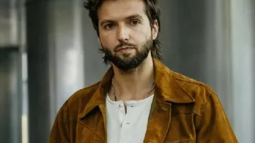 Landman S02 Guy Burnet Brown Suede Jacket as seen in Landman