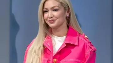 Next In Fashion S02 Gigi Hadid Pink Cropped Jacket worn by Self - Host (Jelena Noura "Gigi" Hadid) as seen in Next in Fashion (S02)