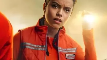 Georgina Campbell Cold Storage Orange Vest as seen in Cold Storage