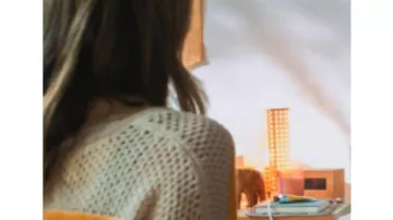 Shrinking S03 Christa Miller Striped Sweater worn by Liz (Christa Miller) in Shrinking