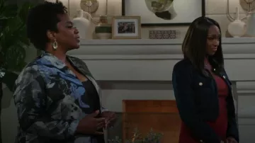 Ming Wang Heritage Fit Floral Jacquard Jacket worn by (Karan Kendrick) as seen in Beyond the Gates (S02E03)