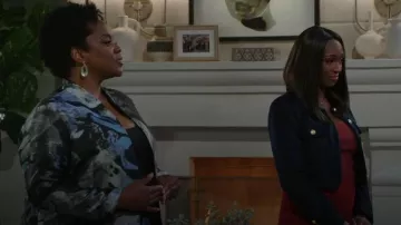 Aqua Boxy Jacket worn by Laura Peterson (Destiny Love) as seen in Beyond the Gates (S02E03)