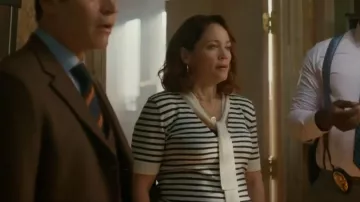 Frame The Sailor Tie Cardi worn by Angie Polaski (Erika Christensen) as seen in Will Trent (S04E01)
