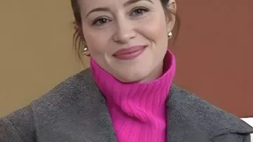 Today Show 2026 Claire Foy Pink Turtleneck Sweater as seen in Today