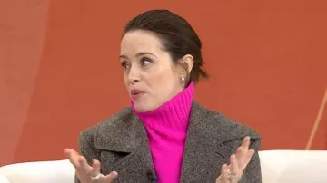 JW Anderson Logo Embroidered Wool Turtleneck Sweater worn by Claire Foy as seen in Today on January 20, 2026