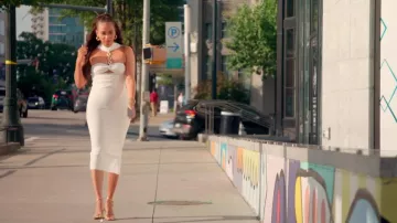 Fashion Nova Still Her Ruched Bandage Midi Dress White worn by Mimi Sanders as seen in Married to Medicine (S12E07)