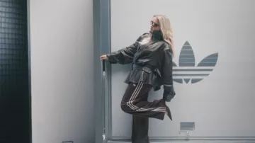 Roteta Birger Christensen Brown Leather Biker Jacket worn by Molly-Mae Hague as seen in Molly-Mae: Behind It All (S03E05)