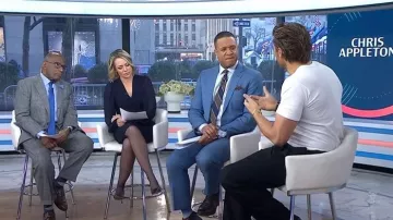 Vince Camuto Long Sleeve V Neck Stretch Crepe Bodycon Dress worn by Dylan Dreyer as seen in Today on January 20, 2026