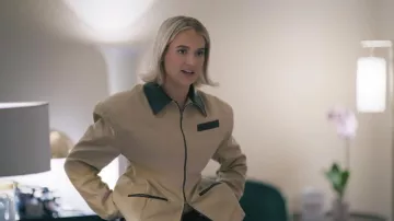 Remain Berger Christensen Cinched Work Wear Jacket Warm Sand worn by Molly-Mae Hague as seen in Molly-Mae: Behind It All (S03E04)