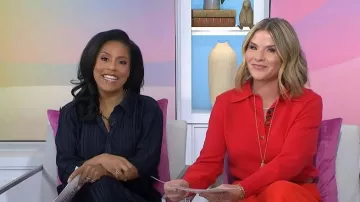 Lafayette 148 NY Basketweave Plissé Recycled Satin Blouse worn by Sheinelle Jones as seen in Today with Jenna & Sheinelle  on January 21, 2026