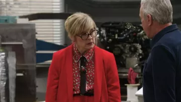 Alice + Olivia Willa Chess Print Piped Shirt worn by Maria Bamford as seen in Shifting Gears (S02E11)
