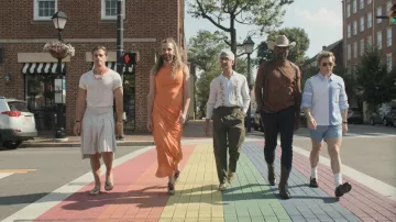 Alexander McQueen McQueen Sleeveless Draped Silk Jersey Midi Dress worn by Jonathan Van Ness as seen in Queer Eye (S10E01)