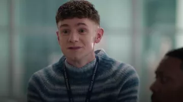 Lardini Striped Mohair Stripe Sweater worn by Jacob Hill (Chris Perfetti) as seen in Abbott Elementary (S05E11)