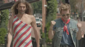 Levi's Men's Regular Fit Button Up Cut Off Denim Trucker Vest worn by Jeremiah Brent as seen in Queer Eye (S10E01)