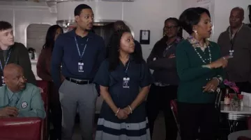 Anthropologie Exquise Tobie Button-Front Pleated Midi Shirt Dress worn by Janine Teagues (Quinta Brunson) as seen in Abbott Elementary (S05E11)