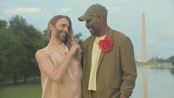 Staud Araya Dress worn by Jonathan Van Ness as seen in Queer Eye (S10E02)